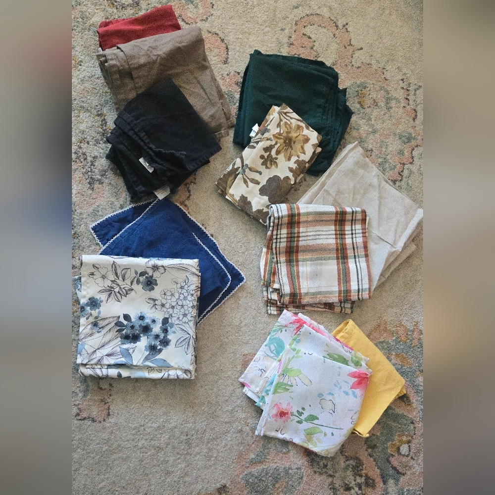 Assorted Floral & Plaid Napkins Bundle - Mixed Colors